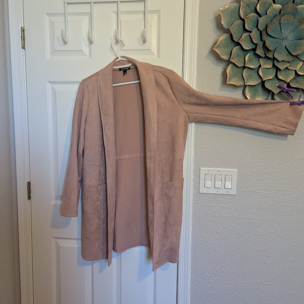 Muted Blush | Ultrasuede Duster Jacket / Long Cardigan | Dress Barn | L | EUC